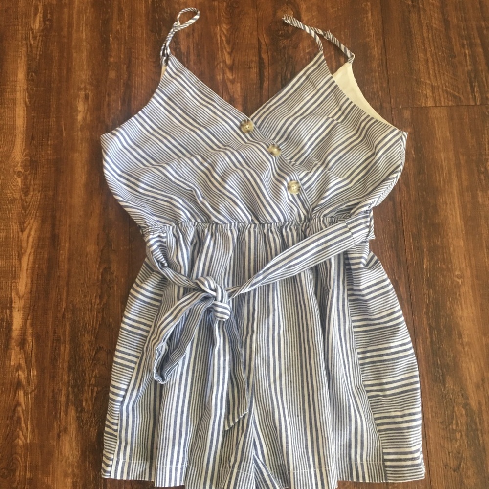 Anthropologie Purple Snow Striped‎ Romper